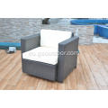 5pcs rattan eta aluminiozko sofa beltza